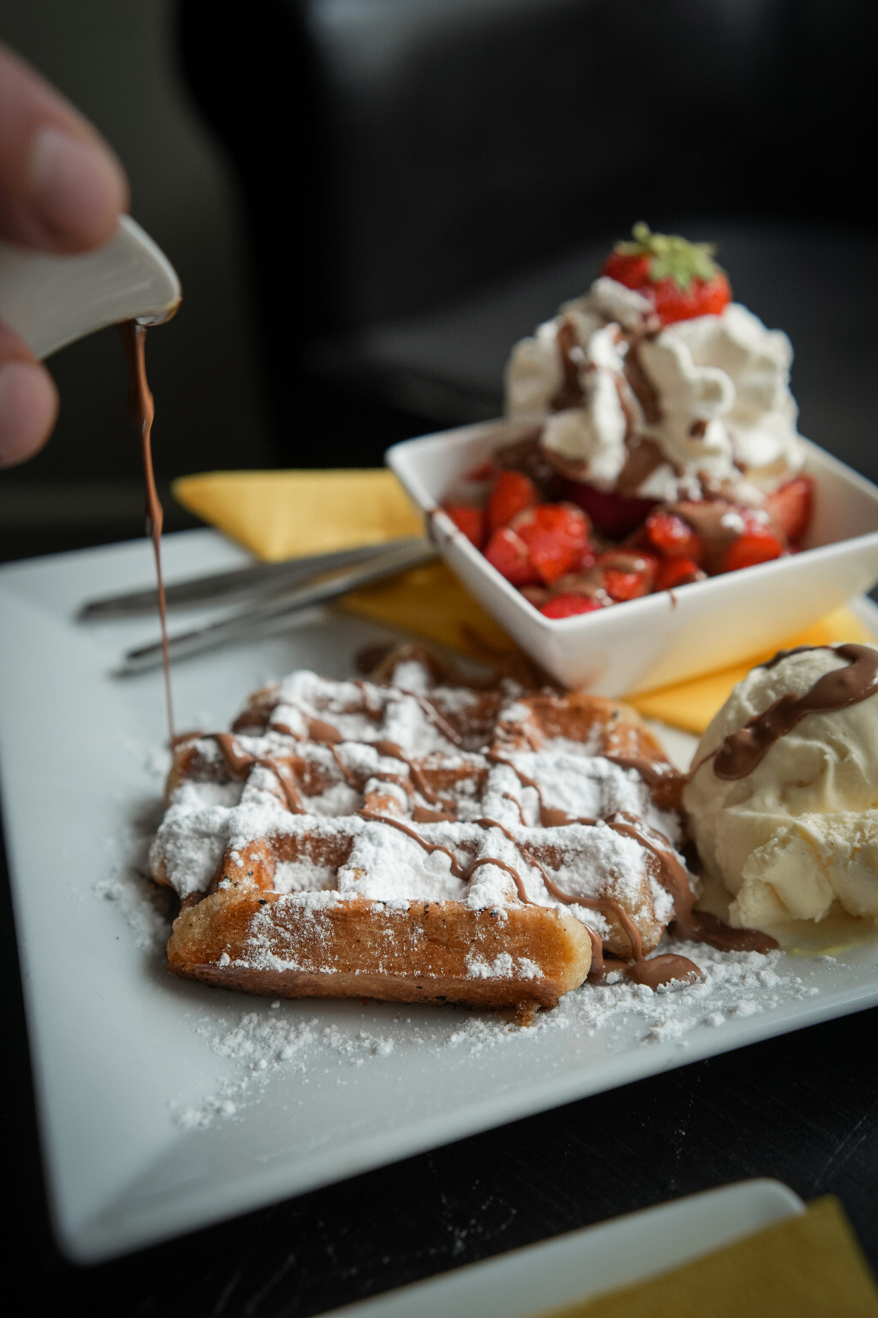 Wafel met aardbeien